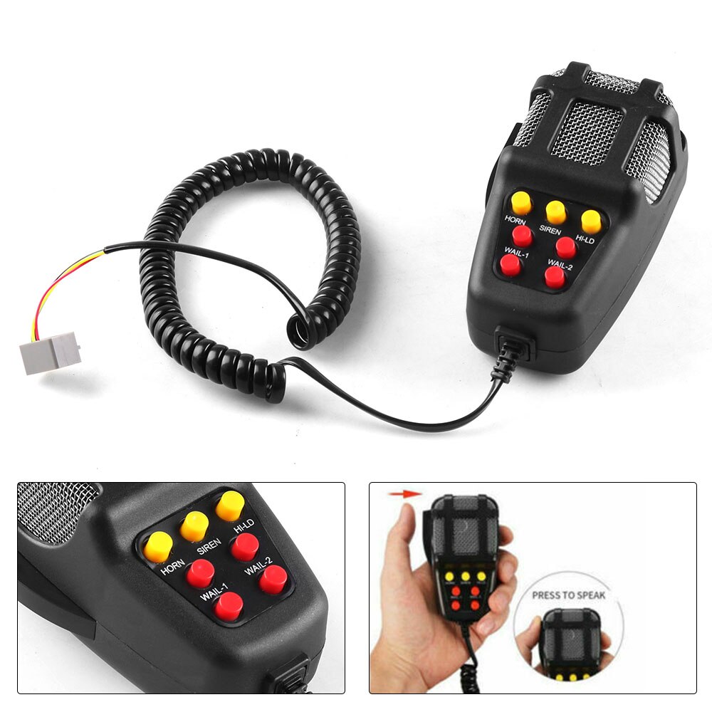 Universal 12V 100W Car Warning Alarm 7 Tones Police Fire Loud Speaker MIC System BX101644