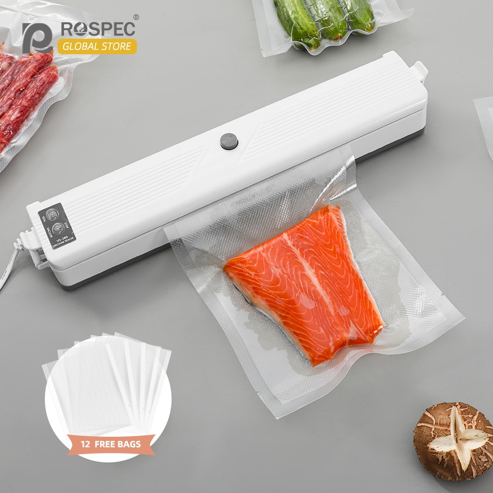 Rospec Voedsel Vacuumsealer 220V Automatische Commerciële Huishoudelijke Food Vacuum Sealer Verpakking Machine Omvatten 12 Stuks Zakken