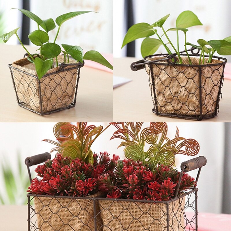 Country Style Hanging Flower Arrangement Pot Small Green Plant Basket