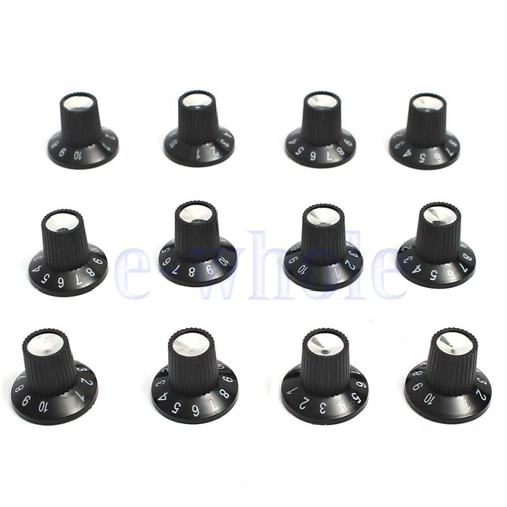 GHH 6 Pcs Plastic Hoed Skirted Stijl Amp Regelknop Fender Gitaar Zwart Te Installeren Gebruik MI0322X6