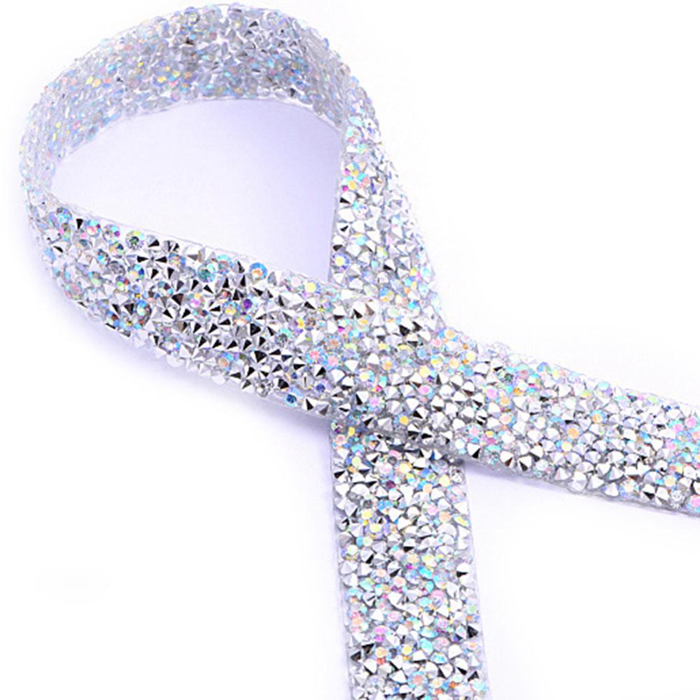 Krystal 1 yard bånd syning trim motiv strass fix rhinestone tape applikator med rhinsten stryg på applikationer kage dekoration