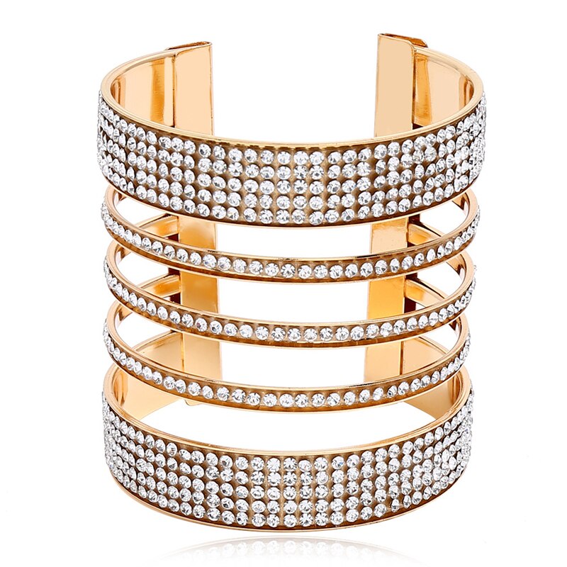 LZHLQ African Punk Style Stripe Bangle Women Metal Plated Wide Bangle Maxi Jewelry Bracelet: White