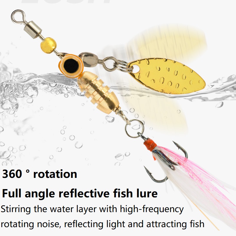 Señuelo de Pesca giratorio, cebo duro de Metal con lentejuelas, anzuelos de plumas, 3,5g/4,5g/7g/9g/12g, 1 unidad