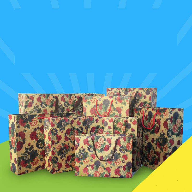 neue 10 stücke Gedruckt einkaufstaschen, Kraft papier taschen