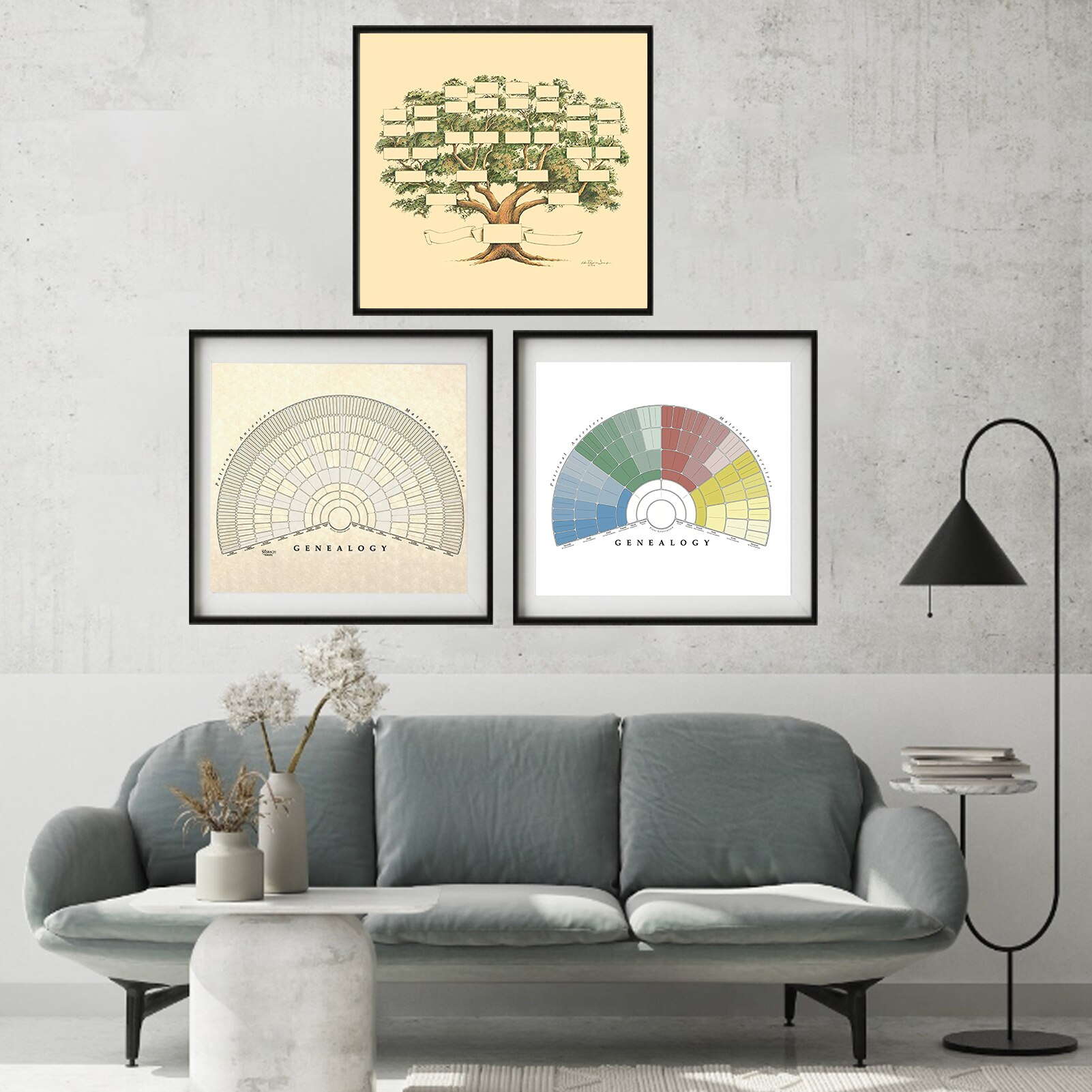 High Family Tree Diagram Handwritten Canvas Family History Wall Art Blank Chart For Diy