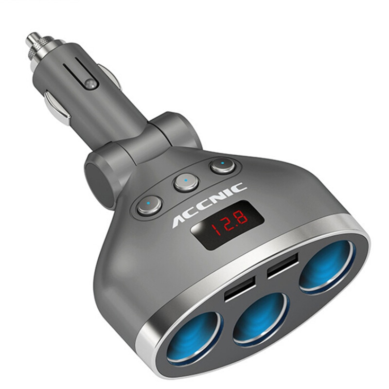 3 auto spanningsmonitor lader 3 in 1 dubbele usb auto sigarettenaansteker splitter plug