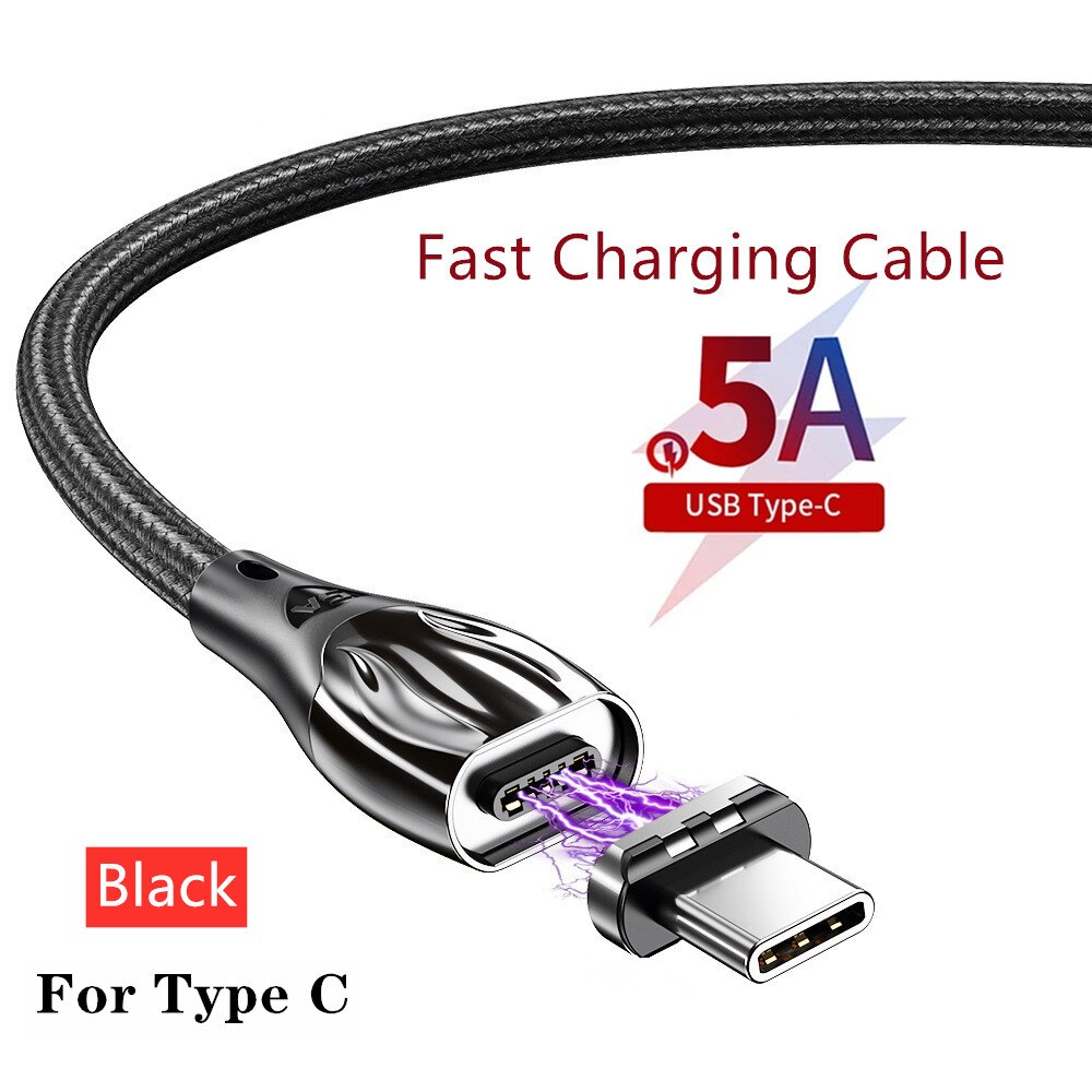 1m 1.5m magnetyczny kabel USB szybkie ładowanie dla kabla typu C magnetyczna ładowarka Hua wei nylonowy kabel tkany: czarny / 1.5 m