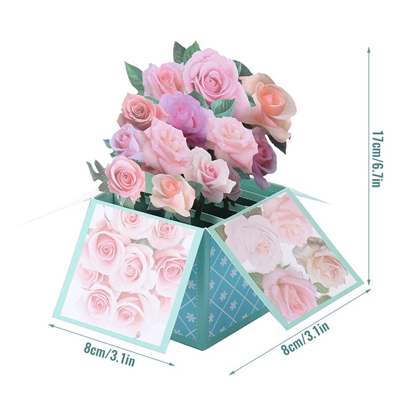 3D Mother's Day Card Pop Up Flower Greeting Card Blessing Message Cards for Mother Wife Daughter Festival Gifting Supplies