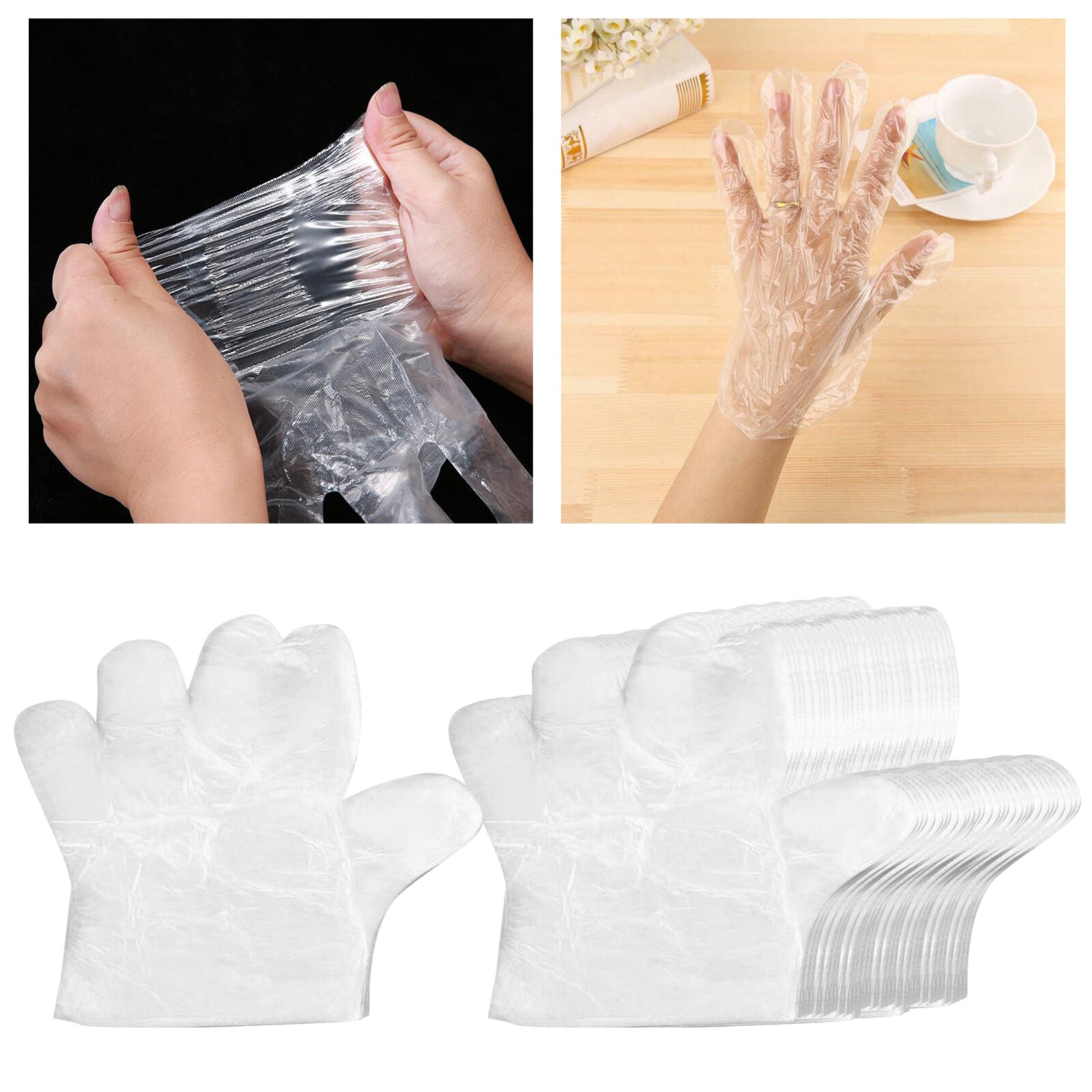 Disposable Clear Plastic Gloves Kitchen Cleaning Painting Hand Protection Gloves