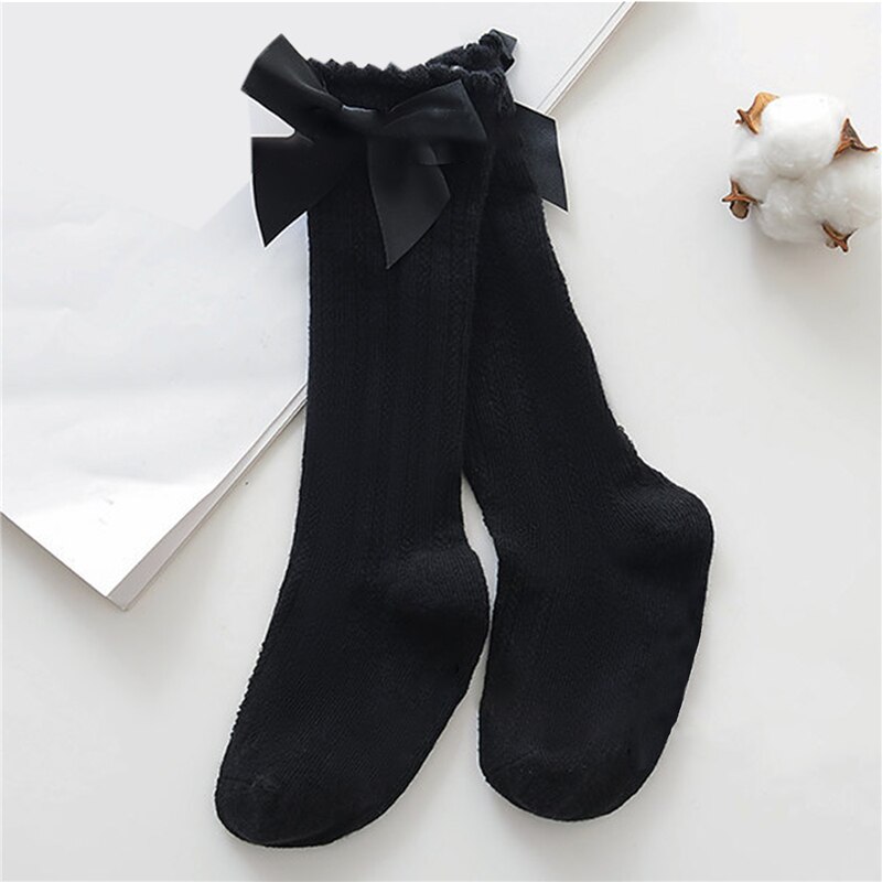 Calzini traspiranti per bambine calzini per bambini alti con fiocco in Bowknot calzini per bambini calzini per bambini in tinta unita