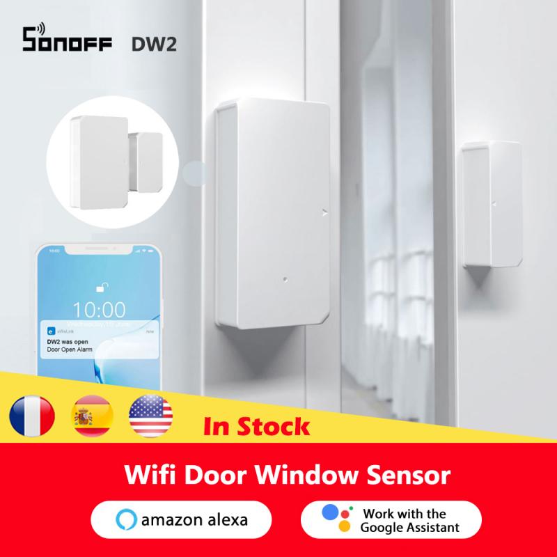 Sonoff  dw2 wlan-tür- und fenstersensor mit öffnungs-/schließerkennung, smart-home-sicherheitssystem, steuerbar per ewelink-app und alexa