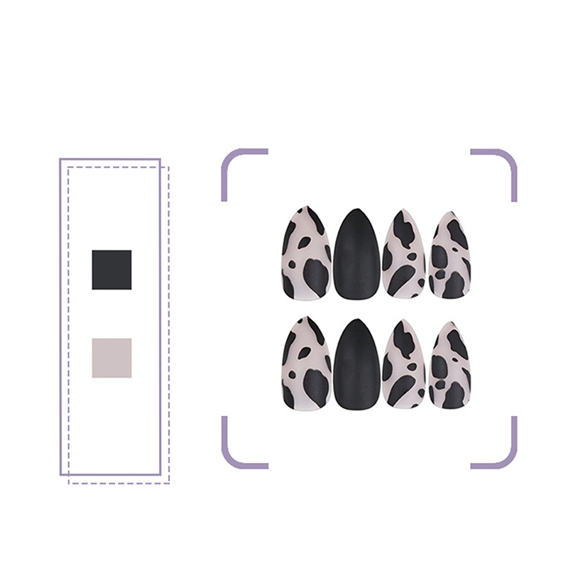 Patch de faux ongles pointus, goutte d'eau, léopard noir