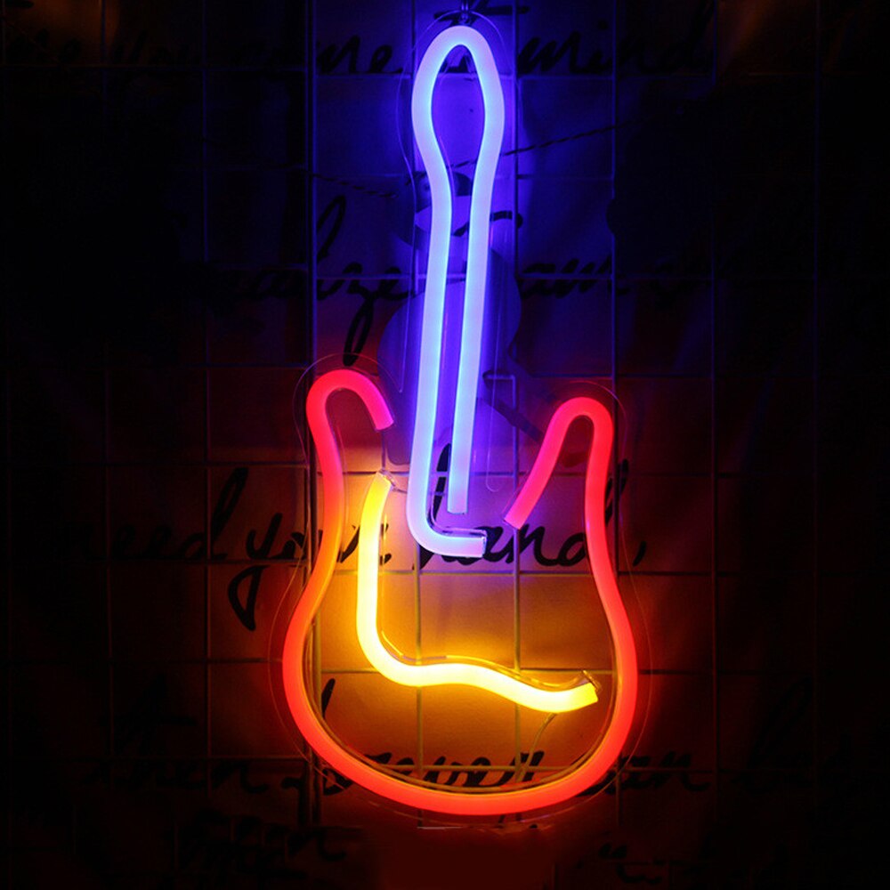 Led Kleurrijke Neon Sign Licht Popsicle Gitaar Neon Borden Hustle Bar Night Lamp Home Muur Light Party Wedding Decor Kids kamer: Guitar