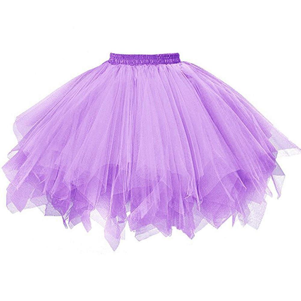 Vrouwen Rokken Baljurk Effen Rok Dansen Mini Tule Rok Meisjes Tutu Ballet Kleding Zwart Roze Geplooide Gaas Korte Rok # 5%: Paars