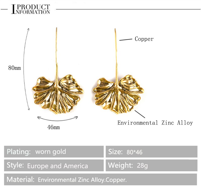 Fan Metal Earrings for Women Jewelry dangle Earrings Bohemia White/Golden fans Earring: MSE-191110385 GP
