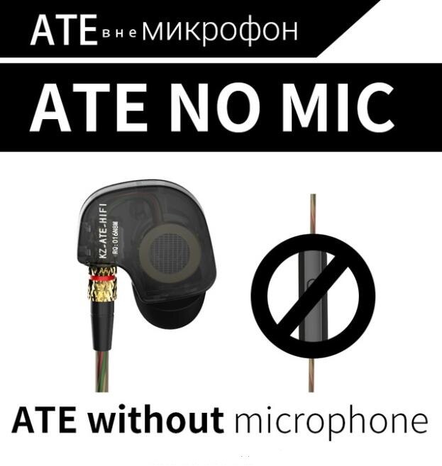 Kz ate atr edr 1 kobber driver hifi sport in ear sports øretelefon til løb med mikrofon: Spiste ingen mikrofon
