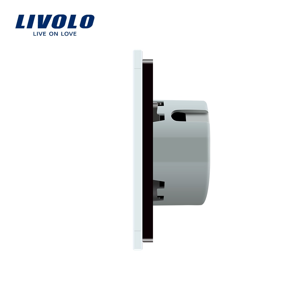 Livolo EU standard Remote Switch, VL-C702SR-12,2 Gang 2 Way Wireless Remote Wall Light Remote Switch, Black Crystal Glass Panel