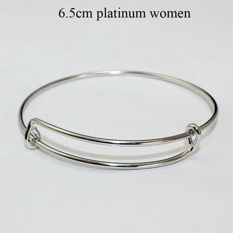 Lot 10pcs Cheap Expandable Wire Bracelets Bangles for Women Kids 50/58/65mm DIY Jewelry Making Chic: 65mm platinum adult