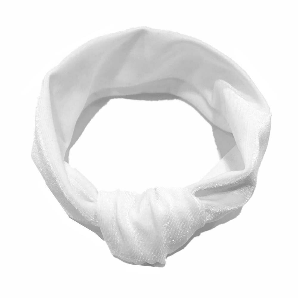 Linda diadema de terciopelo con lazo grande para niña 11 colores turbante anudado cinta para el pelo para infantes accesorios para niños: white