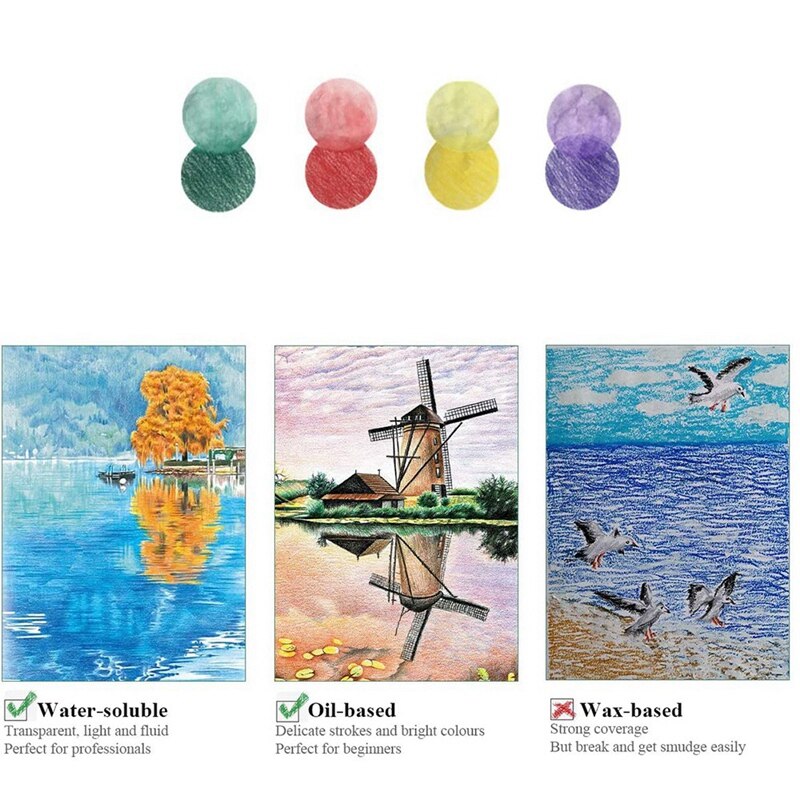 Lápis de desenho colorido de 36 pces, conjunto de lápis solúvel em água à base de óleo, sem cera, para crianças &amp; adultos esboçar, rabiscar