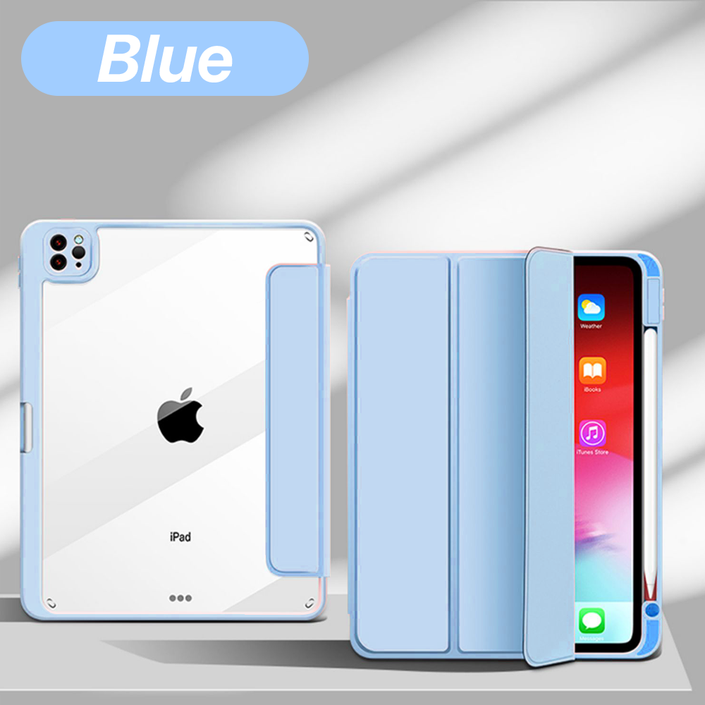 Nederlands Voor IPad 10.9 Air4 Air5 met potloodhouder Transparant geval voor IPad 5/6/7/8/9/10e Funda Mini 6 Pro 11 12.9In beschermhoes: Zestien / WHITE