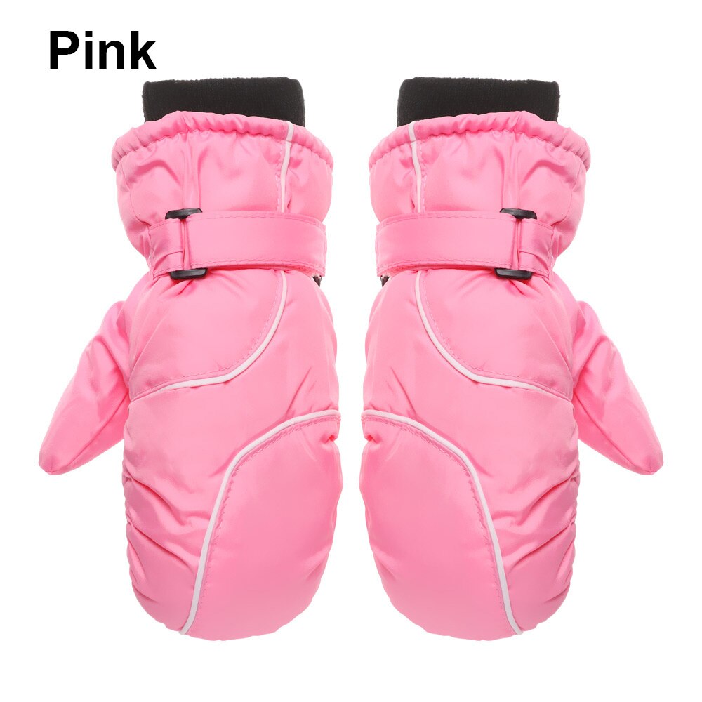 1Pair Children Kids Winter Warm Gloves Boy Girls Outdoor RidingSki Snowboard Windproof Waterproof Thicken Warm Mitten: Type3-pink