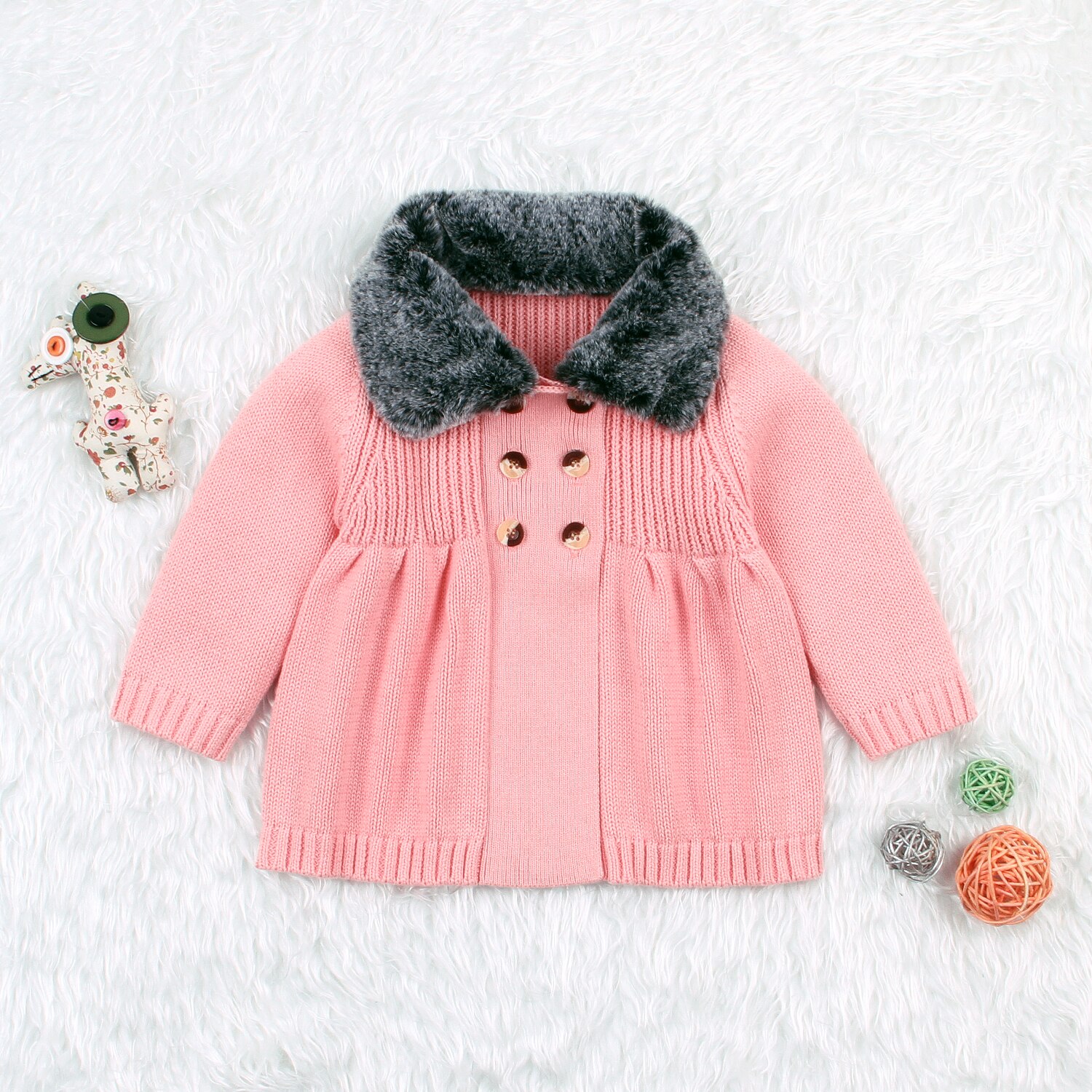 Peuter Kids Baby Jongen Meisje 3 M-24 M Lange Mouwen Gebreide Trui Vest Jas Jas Uitloper: Roze / 24M