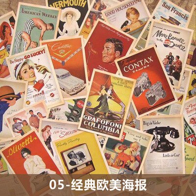 32 stk/parti klassiske berømte plakater vintage stil hukommelse postkort sæt brev kuvert lykønskningskort år postkort: 5