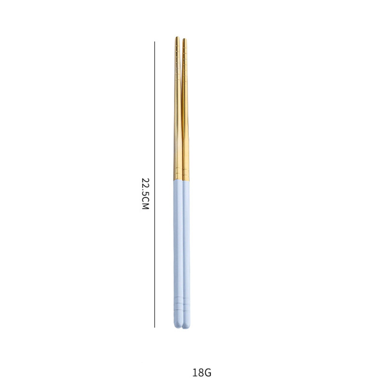 Baguettes en acier inoxydable, 1 paire de baguettes en métal de Style coréen vaisselle de table Portable réutilisable: White