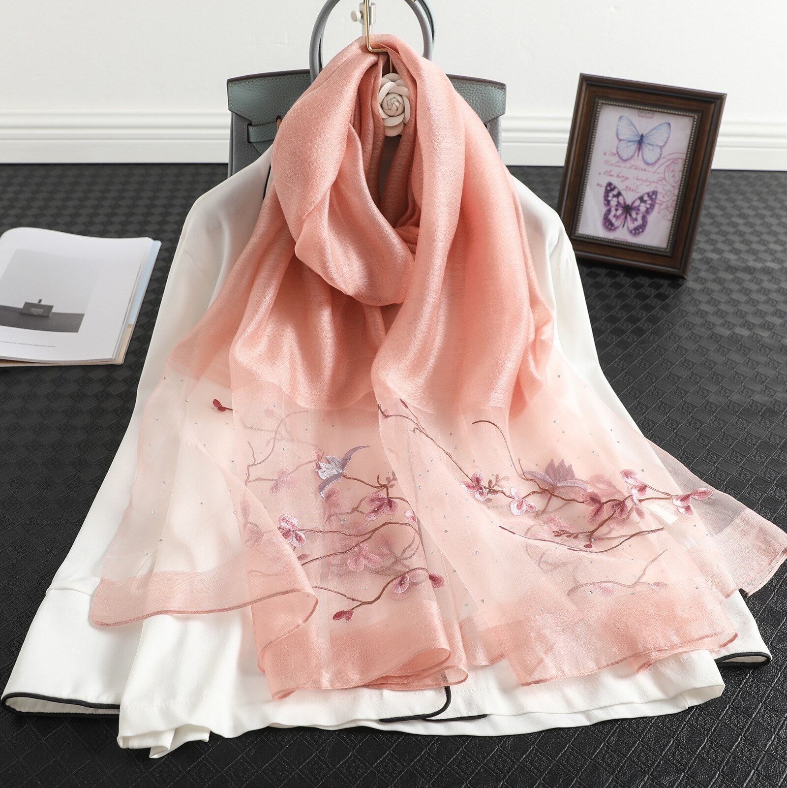 Yumuşak ipek Pashmina kaşmir şal eşarp çaldı Wrap kadınlar Pashmina düz ipek yün