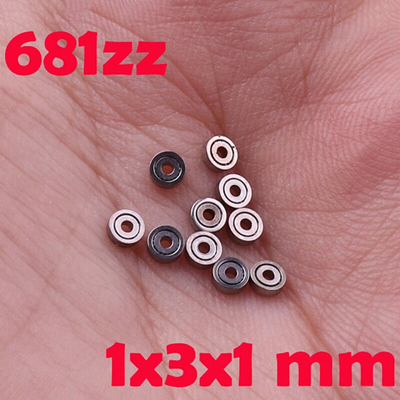 10 piezas 681ZZ Mini rodamientos de bolas miniatura Metal abierto Micro rodamiento 1x3x1mm