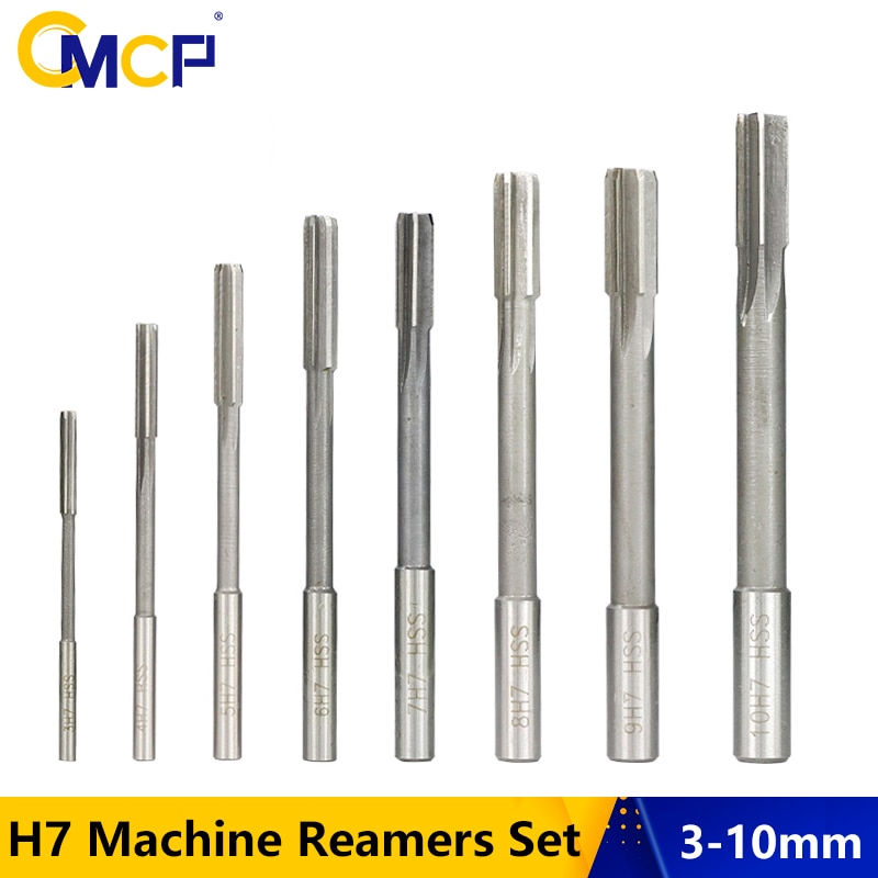Cmcp Hss H7 Machine Ruimers Set 4/5/8 Stuks 3-10Mm Rechte Shank Gooien Ruimer metalen Cutter Tool Rechte Ruimer