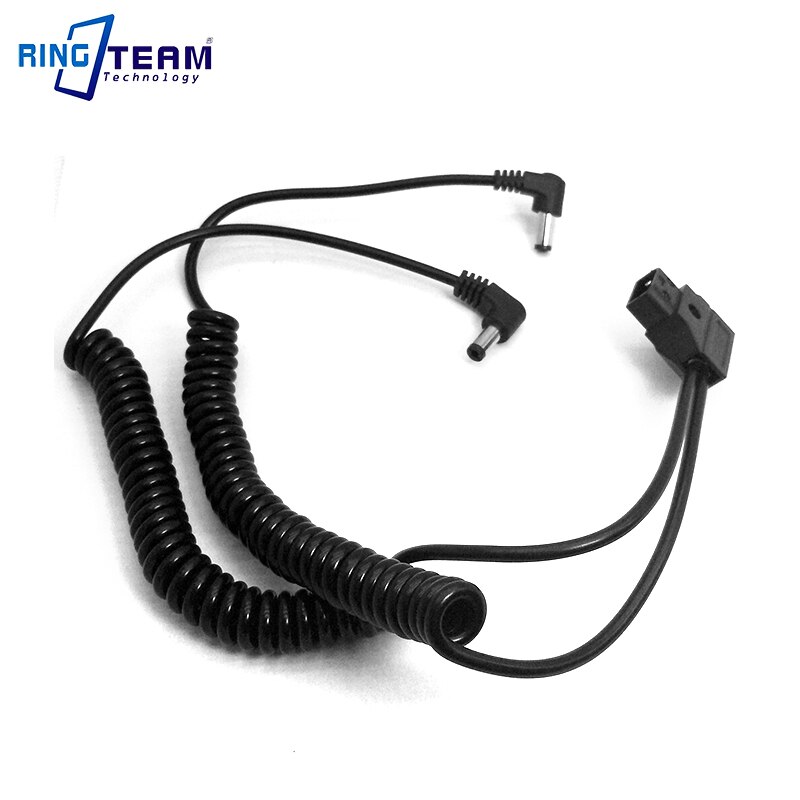 DTap D-Tap Split to 2x 5.5*2.5mm DC Angled (In - Out + ) Coiled Stretch Power Cable For Sony Light Lamps & More
