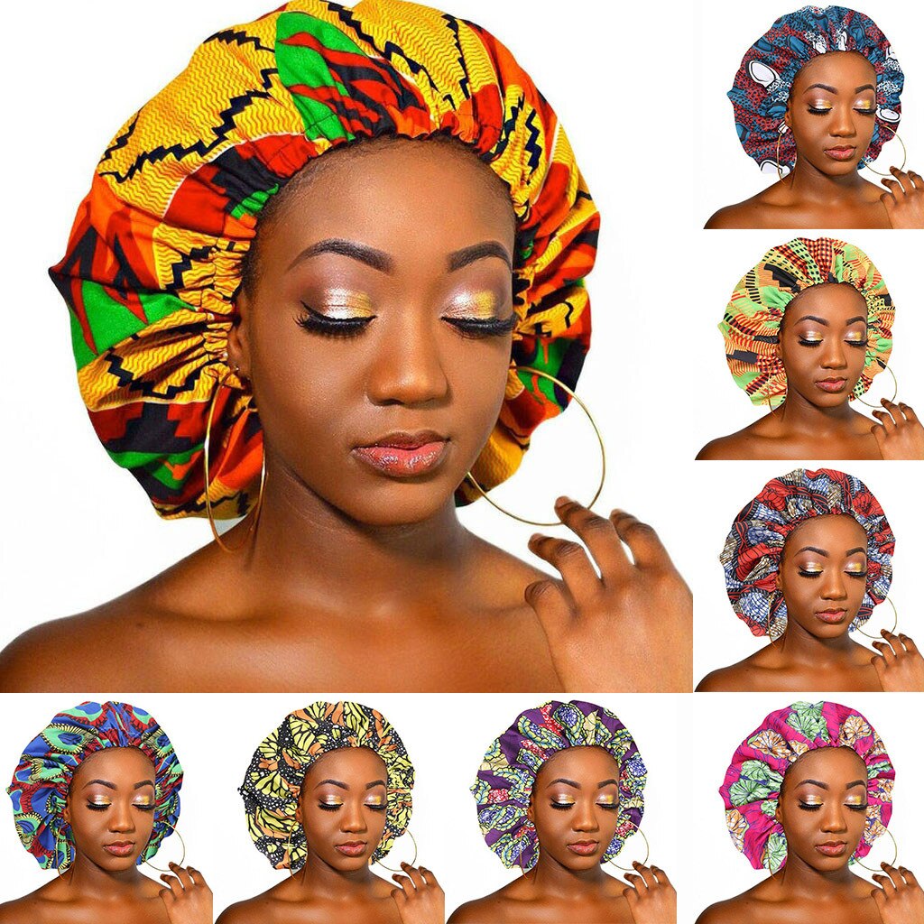 Vrouwen Hoeden Satijnen Gevoerd Motorkap Vrouwen Big Size Beauty Print Satijn Zijde Motorkap Slaap Hoed Hoofd Cover Bescherming haarbanden F1