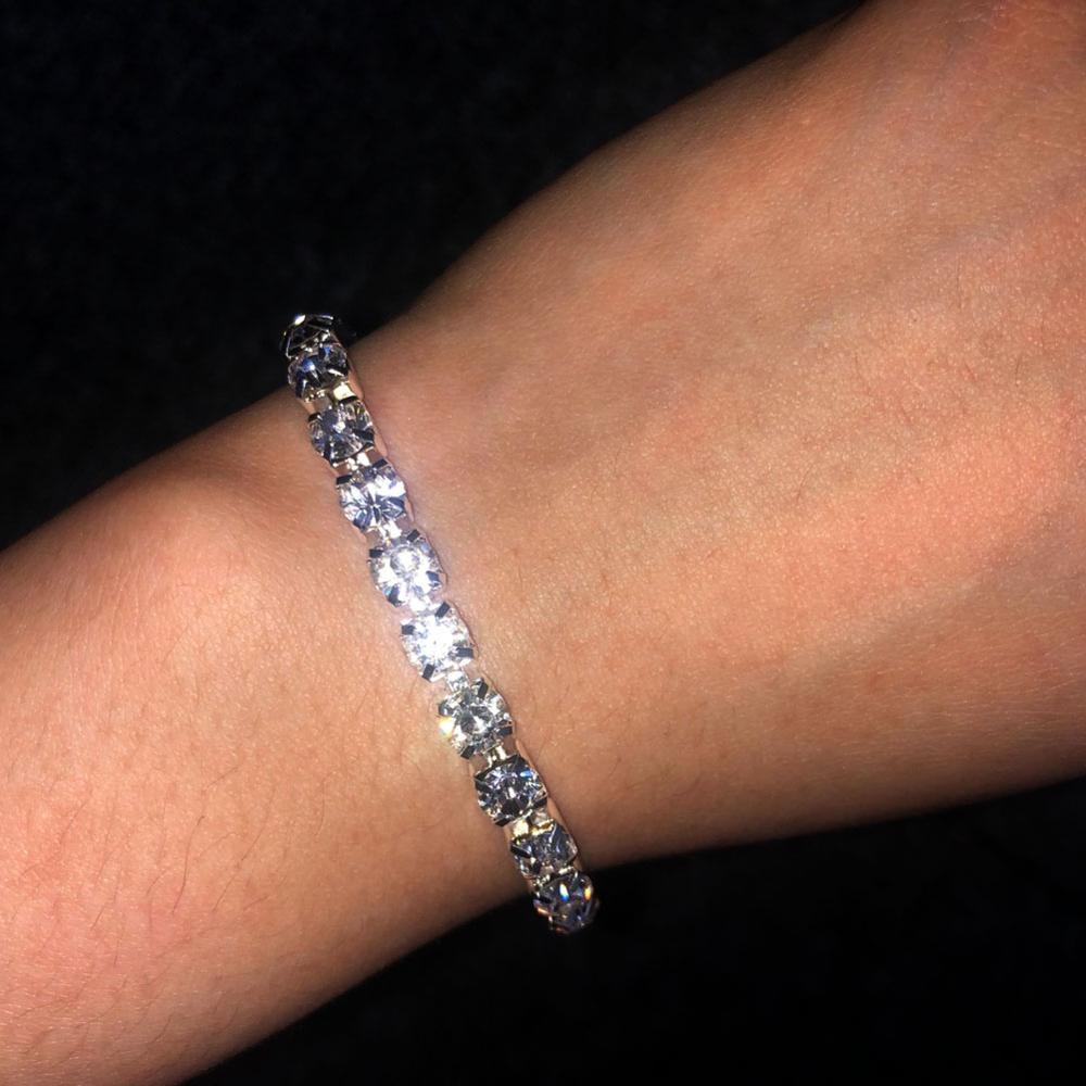 Stonefans simples grande strass pulseira charme jóias para mulher iced fora tênis corrente pulseira ouro prata cor pulseira