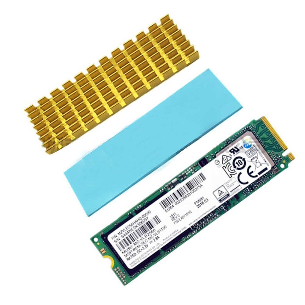 SSD Cooler Replacement Computer Aluminum Hard Drive Universal Heat Sink Accessories Thermal Conductive Thickness For M.2 NGFF: Gold