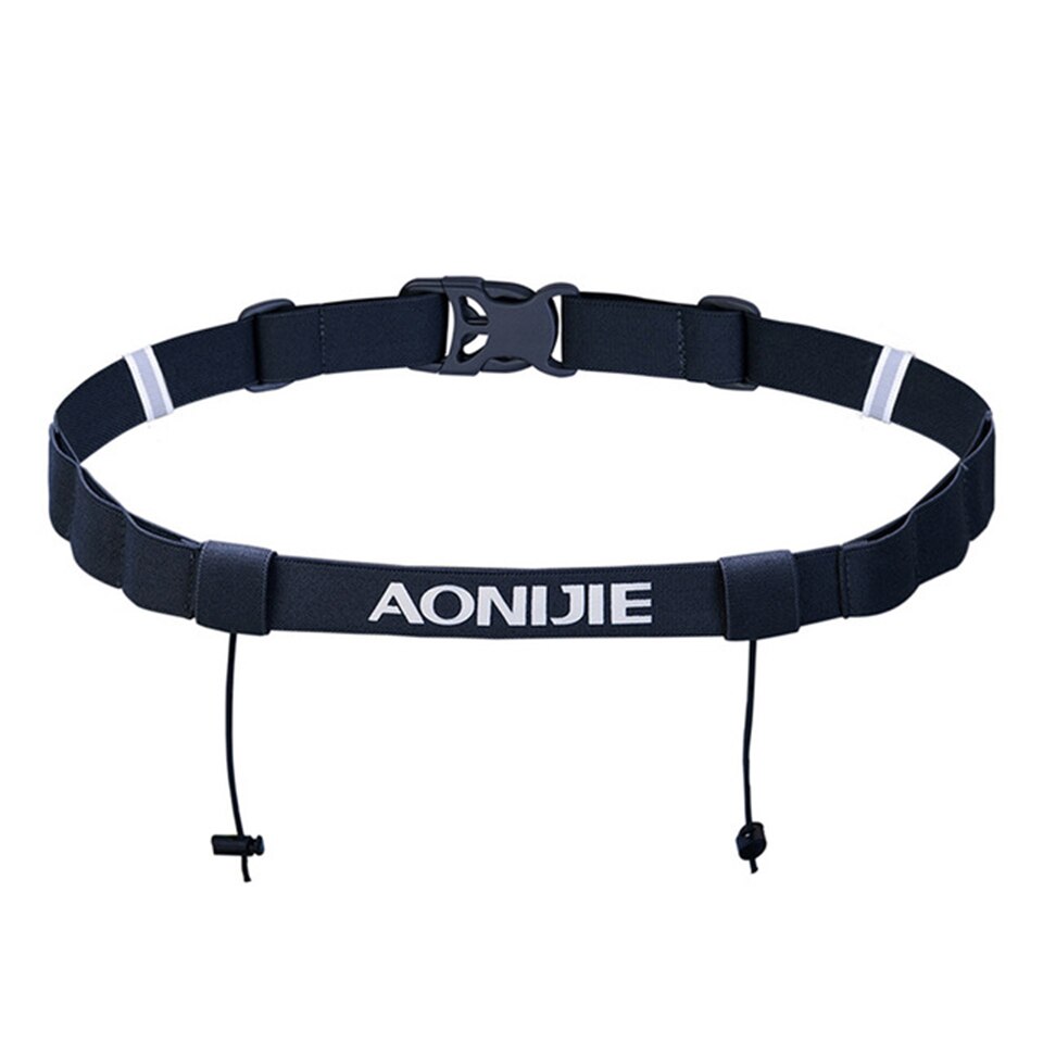 AONIJIE Outdoor Unisex Hardlopen Triathlon Marathon Race Aantal Belt Met Gel Houder Lopende Riem Motor Running Bag: Black-A