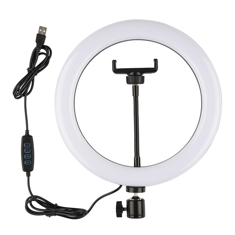 Lysbue bærbar led ring lys med stativ telefonholder adapter bluetooth fjernbetjening til live studio fotografering selfie: 10 tommer lys