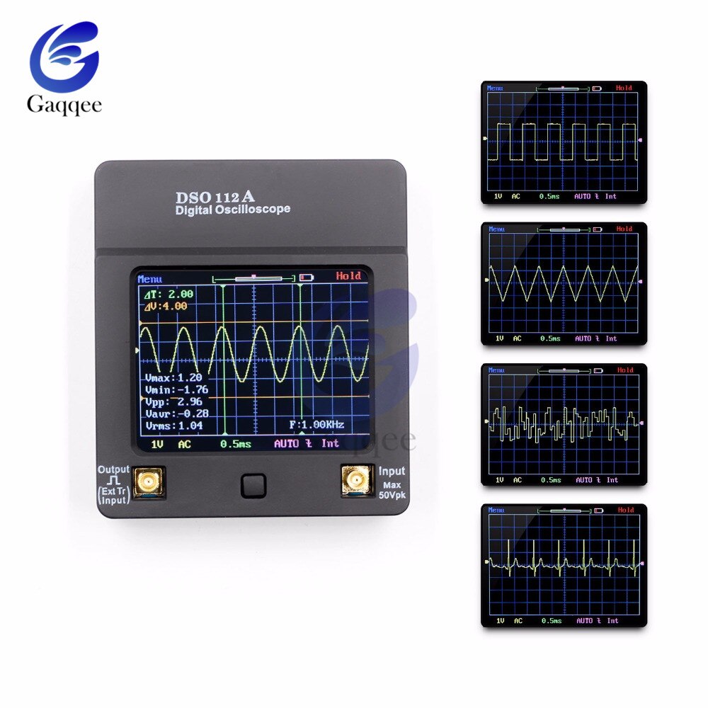 112A 8 Bit TFT LCD Mini dijital osiloskop dokunmatik ekran taşınabilir USB osiloskop arayüz frekans test cihazı 2MHz 5Msps