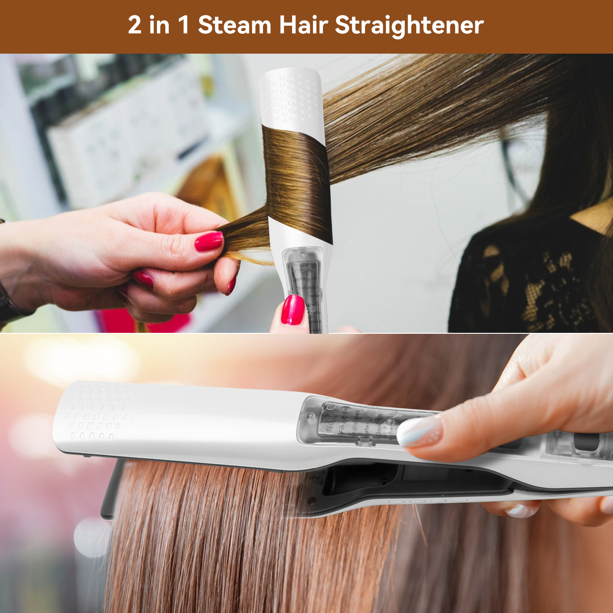 Steam Hair Straightener Salon Nano Titanium Ceramic Steam Flat Iron Hair Straightening Irons for Smooth