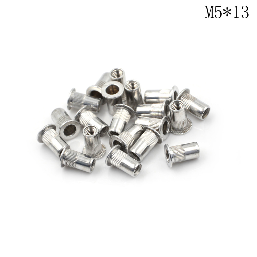 20Pcs Aluminium Rivnut Platte Kop Schroefdraad Klinknagel Insert Cap Klinknagel Moer M4 M5 M6 M8 M10: M5x13