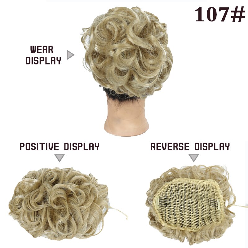 Ailiade rörigt hår bulle lockigt chignon syntetiskt hårstycke för kvinnor hår elastiskt gummiband 2 kamklämma i uppsatt hårförlängning: 107