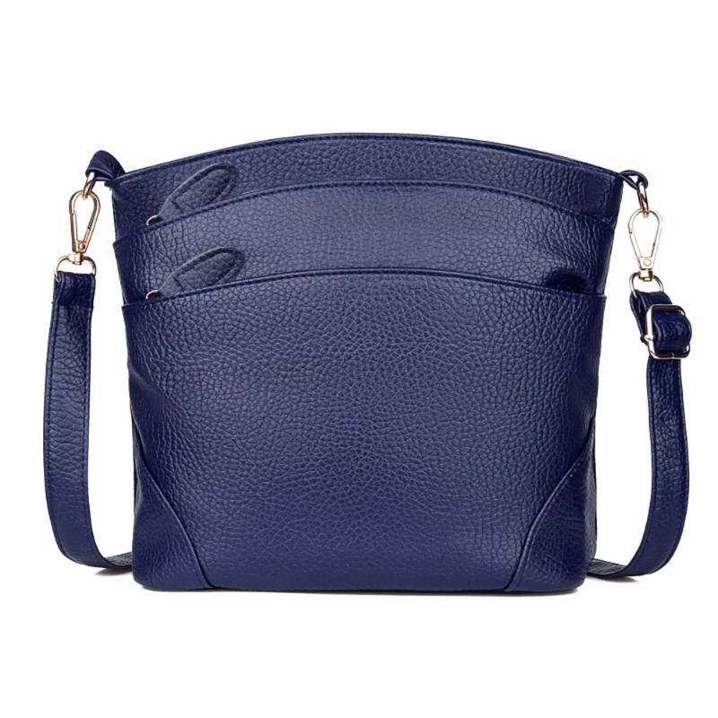 Sac à bandoulière décontracté Simple couleur unie petit Sac à main de messager femmes sacs à bandoulière en cuir PU Sac A Dos Bolsas Feminina Mujer: Blue