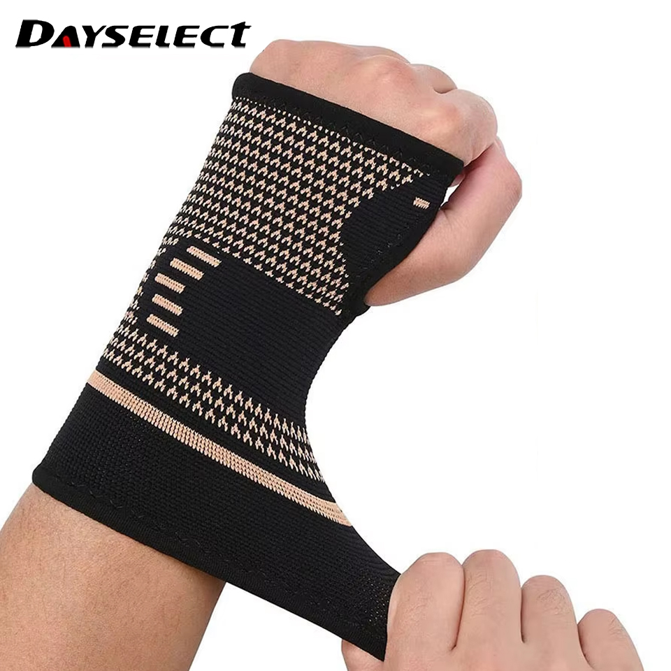 1 pçs fibra de cobre bracer pulso elástico esporte bandagem pulseira mão ginásio suporte cinta de pulso envoltório tênis fitness powerlifting