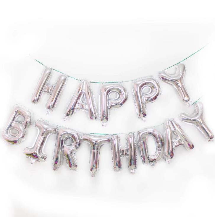 Glücklich Geburtstag Luftballons Folie Brief Ballon Geburtstag Party Dekorationen Kinder Erwachsene Geburtstag Luftballons Alphabet Ballons set: Silber