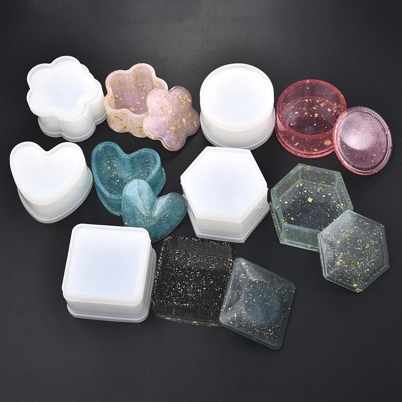 Resin Silicone Mold Storage Box Mold For Jewelry Making Heart Shape Cut Mold DIY Crystal Epoxy UV Box Jewelry Tools Moulds