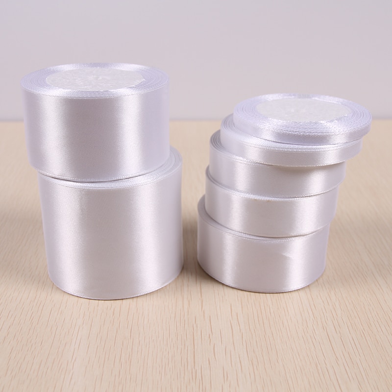 6-10-15-20-25-38-50mm White Satin Ribbons Christmas Halloween Party Wrapping Wedding Baby Shower Birthday Decoration Ruban
