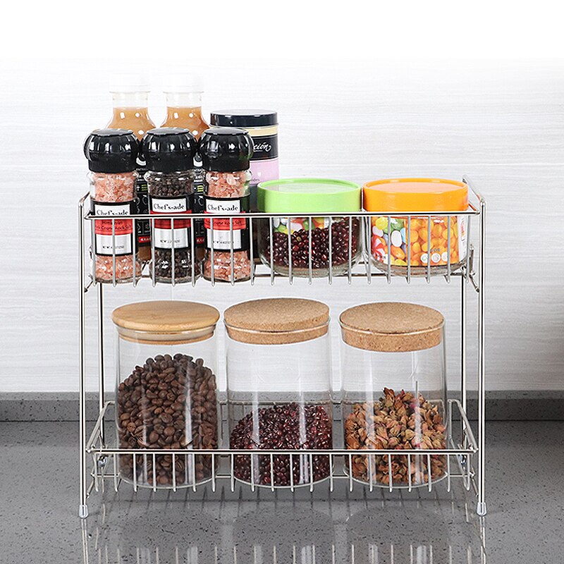 2Tiers Kitchen Spice Jar Rack 304 stainless steel kitchen spice rack