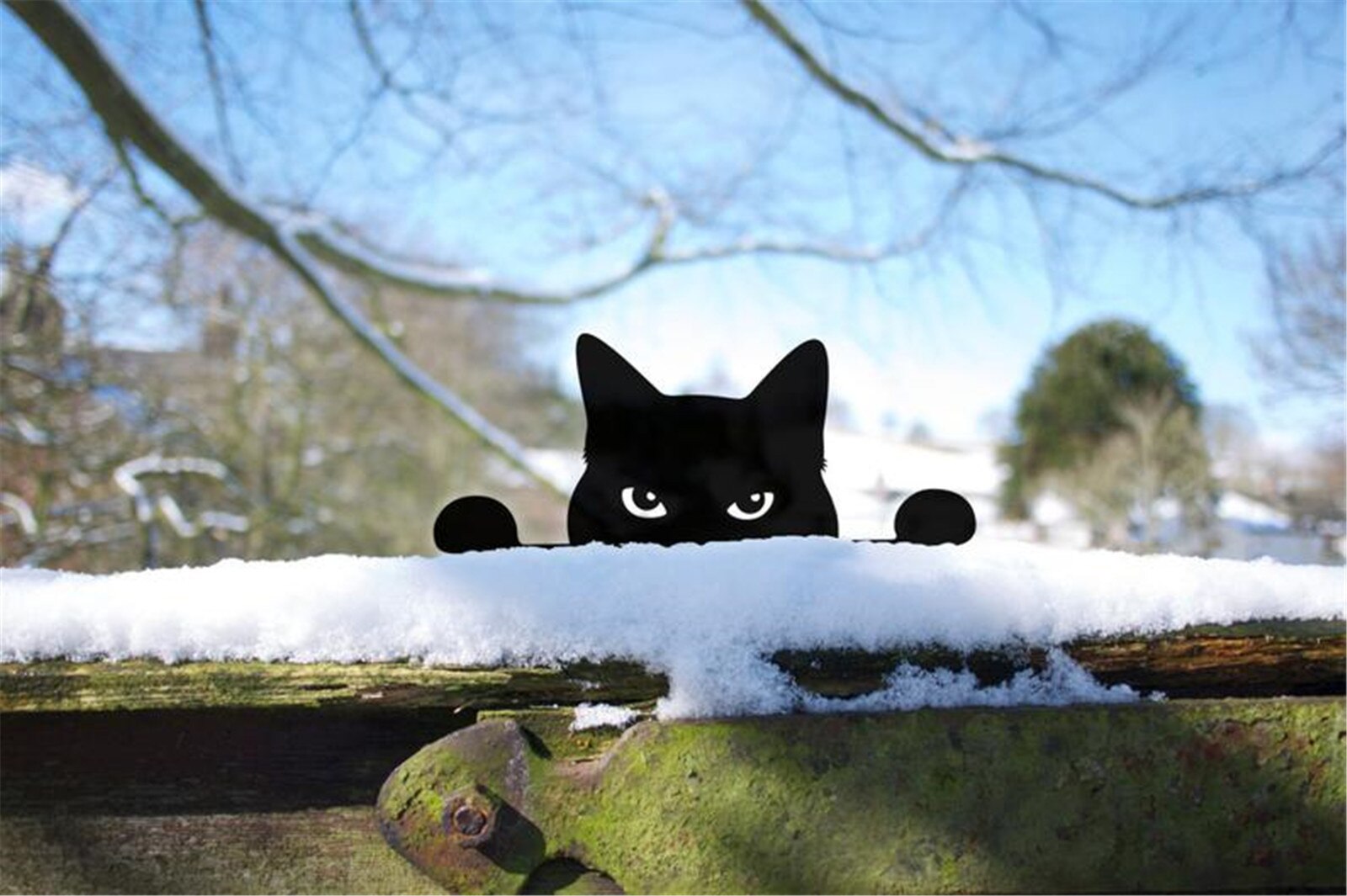 Cat Garden Lawn Ornament for Kitty Lovers Metal Peeping Cat Yard Art
