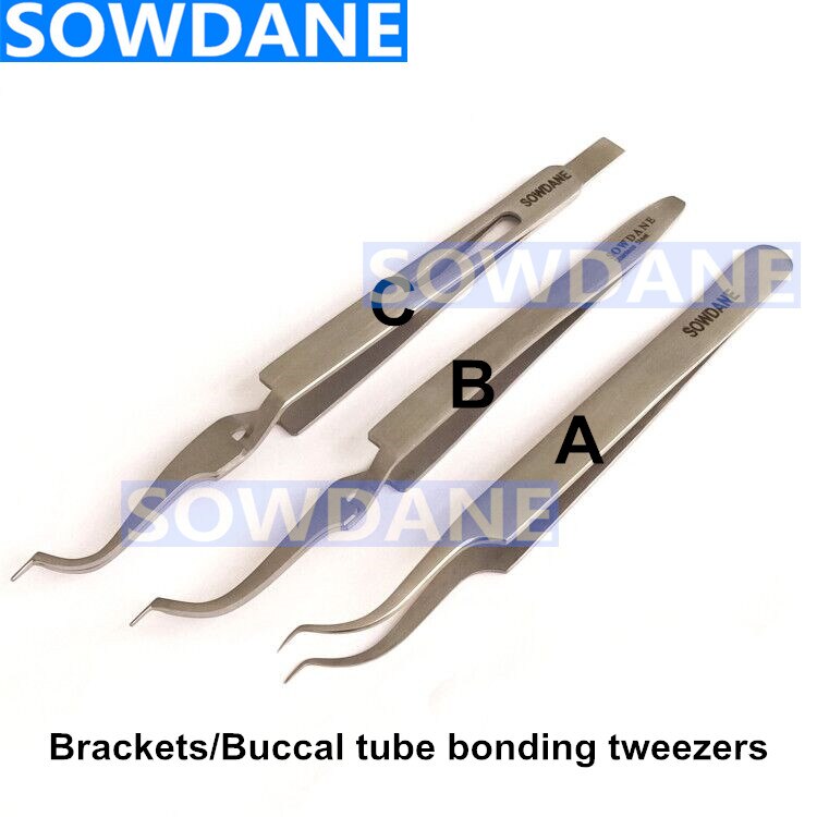 3 Pcs Dental Orthodontische Posterior Mondbuis Bonding Tweezer Houder Placer Rvs Orthodontische Tool: 3 pcs mixed